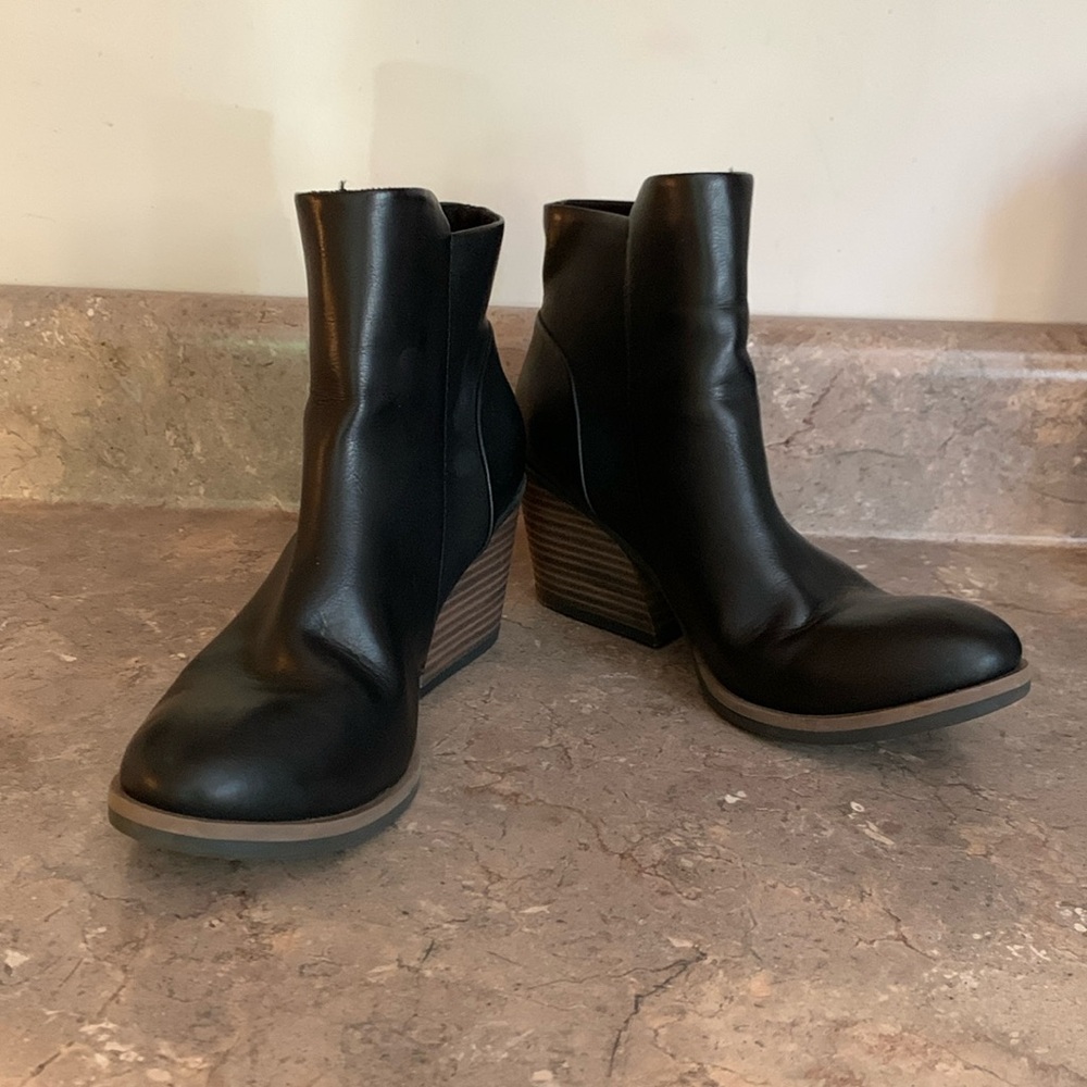 Korks booties with wedge heel in great used condition